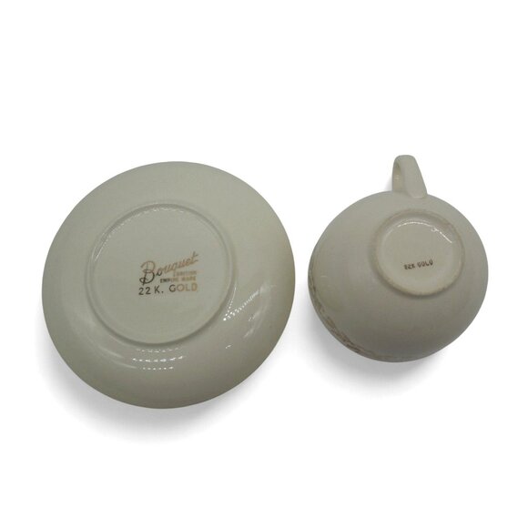 Empire Ware BOUQUET Tea Cup And Saucer 22K Gold Floral England Vintage - Picture 7 of 13